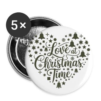 L’amour pour la période de Noël – au cœur des motifs - Lot de 5 grands badges (56 mm) - blanc - Devant