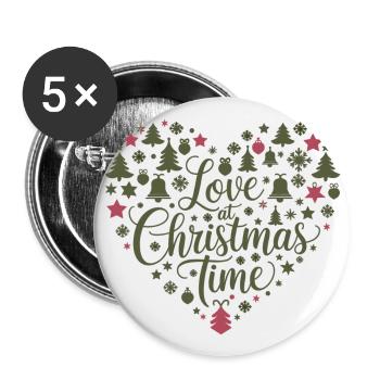 Love for the Christmas season – heart of motifs - Buttons large 2.2''/56 mm (5-pack) - white - Front