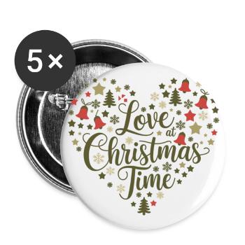 Love for the Christmas season – heart of motifs - Buttons large 2.2''/56 mm (5-pack) - white - Front