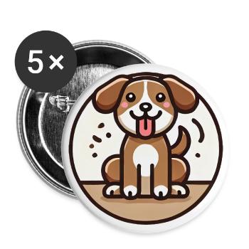 Conception de chien de dessin animé ludique - Lot de 5 grands badges (56 mm) - blanc - Devant