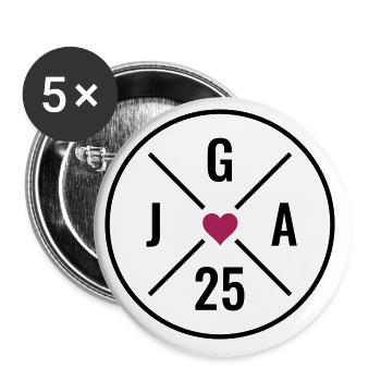 JGA 2025 - Junggesellenabschied 2025 - JGA 25 Herz - Buttons groß 56 mm (5er Pack) - Weiß - Vorne