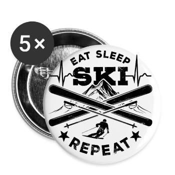 Eat Sleep Ski Repeat - Ski - Ski - Buttons large 2.2''/56 mm (5-pack) - white - Front