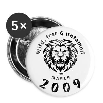 16. Geburtstag Wild, free & untamed since 03/2009 - Buttons large 2.2''/56 mm (5-pack) - white - Front