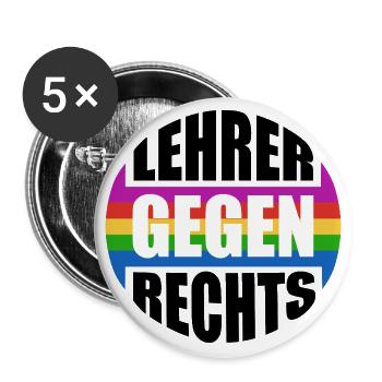 Lehrer gegen rechts - Nie wieder ist jetzt - Buttons groß 56 mm (5er Pack) - Weiß - Vorne