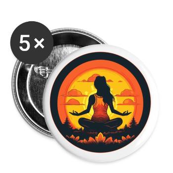 Yoga Meditation Relax - Buttons groß 56 mm (5er Pack) - Weiß - Vorne