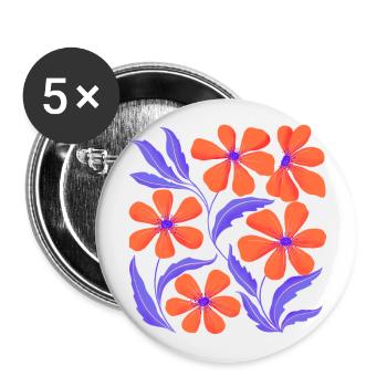 Décor floral. Personnalisable - Lot de 5 grands badges (56 mm) - blanc - Devant