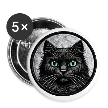 Mysterious black cat motif – unique graphics - Buttons large 2.2''/56 mm (5-pack) - white - Front