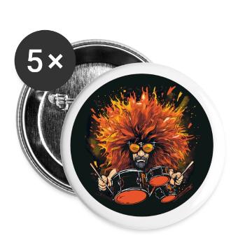 Drummer wild - Buttons groß 56 mm (5er Pack) - Weiß - Vorne