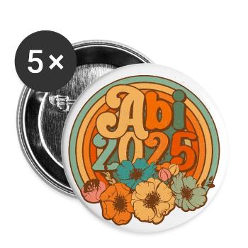 Vintage Abi Abitur 2025 Prüfung Geschenk Groovy - Buttons groß 56 mm (5er Pack) - Weiß - Vorne