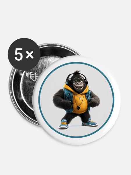 Gorilla - Buttons groß 56 mm (5er Pack) - Weiß