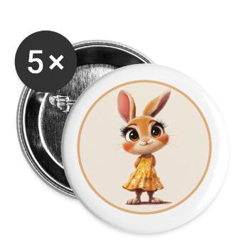 Hase - Buttons groß 56 mm (5er Pack) - Weiß - Vorne