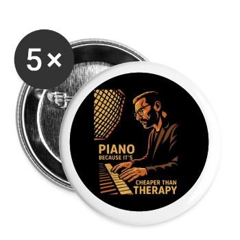Piano Therapy - Buttons groß 56 mm (5er Pack) - Weiß - Vorne