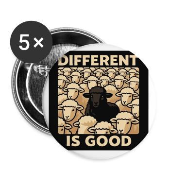 Schaf Schafherde - Buttons groß 56 mm (5er Pack) - Weiß - Vorne