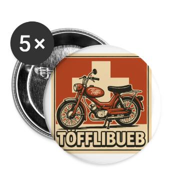 Töfflibueb - Buttons groß 56 mm (5er Pack) - Weiß - Vorne