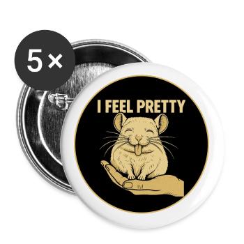 I Feel Pretty Chinchilla - Buttons groß 56 mm (5er Pack) - Weiß - Vorne