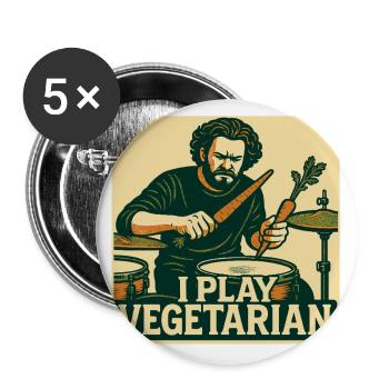Drums I play vegetarian - Buttons groß 56 mm (5er Pack) - Weiß - Vorne
