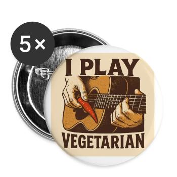 Guitar I play vegetarian - Buttons groß 56 mm (5er Pack) - Weiß - Vorne