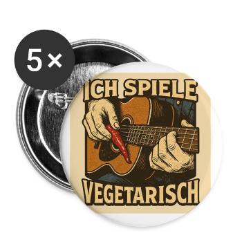 Gitarre ich spiele vegetarisch - Buttons groß 56 mm (5er Pack) - Weiß - Vorne