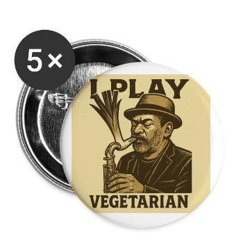 Saxophon I play vegetarian - Buttons groß 56 mm (5er Pack) - Weiß - Vorne