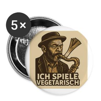 Saxophon Ich spiele vegetarisch - Buttons groß 56 mm (5er Pack) - Weiß - Vorne