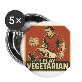 Fussball I play vegetarian - Buttons groß 56 mm (5er Pack) - Weiß - Vorne