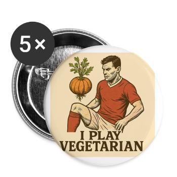 Fussball I play vegetarian - Buttons groß 56 mm (5er Pack) - Weiß - Vorne