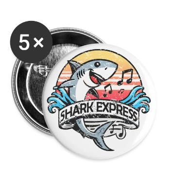 Shark Express Band - Buttons groß 56 mm (5er Pack) - Weiß - Vorne