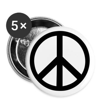 Peace-Sign - Buttons groß 56 mm (5er Pack) - Weiß - Vorne