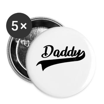 Daddy Vater Vatertag Dad - Buttons groß 56 mm (5er Pack) - Weiß - Vorne