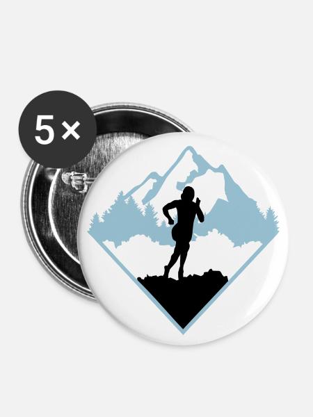 Trail running, runner, run - Buttons large 2.2''/56 mm (5-pack) - white