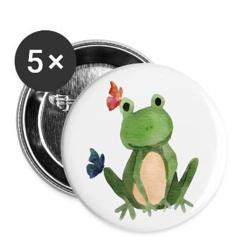 The frog and the butterflies - Buttons large 2.2''/56 mm (5-pack) - white - Front
