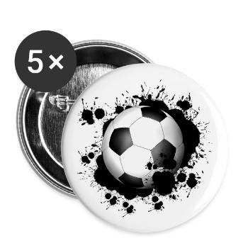 Fußball - Buttons groß 56 mm (5er Pack) - Weiß - Vorne