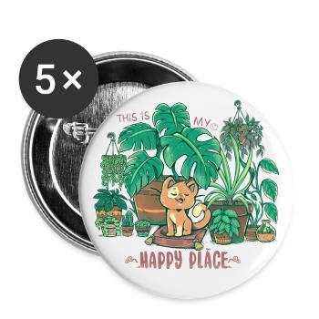 In meinem Happy Place - Buttons groß 56 mm (5er Pack) - Weiß - Vorne