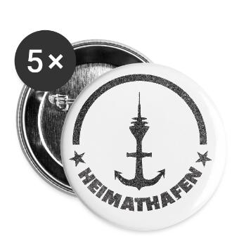 Heimathafen Düsseldorf - Buttons groß 56 mm (5er Pack) - Weiß - Vorne