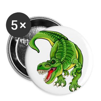 Rex - T Rex - Dinosaures - Lot de 5 grands badges (56 mm) - blanc - Devant