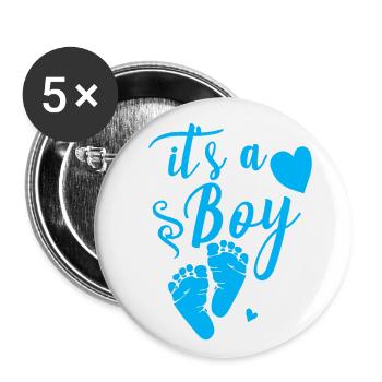 it s a boy 04 - Buttons groß 56 mm (5er Pack) - Weiß - Vorne
