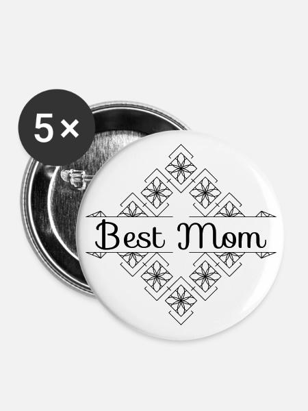 Best Mom - Buttons groß 56 mm (5er Pack) - Weiß