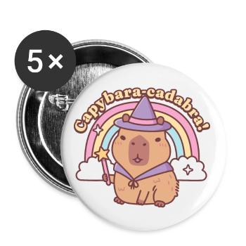 Cute Capybara Magic Capybaracadabra Funny - Buttons large 2.2''/56 mm (5-pack) - white - Front