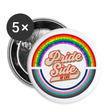 Always Look on the Pride Side - LGBT - Buttons groß 56 mm (5er Pack) - Weiß - Vorne