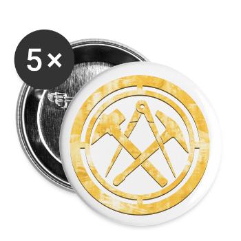 Dachdecker Zunft Logo Wappen Gold - Buttons groß 56 mm (5er Pack) - Weiß - Vorne