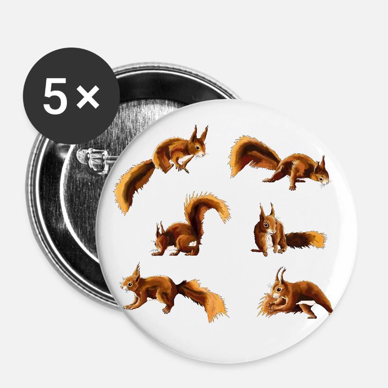 Squirrel - Buttons large 2.2''/56 mm (5-pack) - white