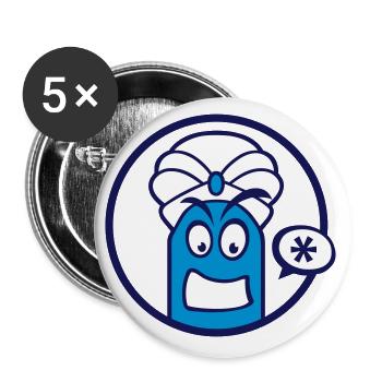 Mignon personnage de dessin animé (turban, cercle) - Lot de 5 grands badges (56 mm) - blanc - Devant