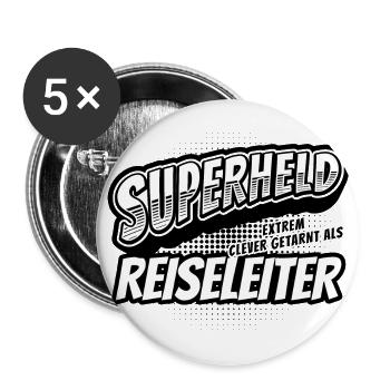 Superheld, clever getarnt als Reiseleiter - Buttons groß 56 mm (5er Pack) - Weiß - Vorne