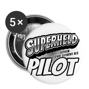 Superheld, clever getarnt als Pilot - Buttons groß 56 mm (5er Pack) - Weiß - Vorne