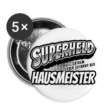 Superheld, clever getarnt als Hausmeister - Buttons groß 56 mm (5er Pack) - Weiß - Vorne