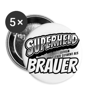 Superheld, clever getarnt als Brauer - Buttons groß 56 mm (5er Pack) - Weiß - Vorne