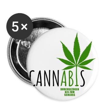 CannABIs Abi durchgezogen - Abitur - Spruch - Buttons groß 56 mm (5er Pack) - Weiß - Vorne