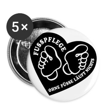 Fußpflege - Ohne Füße läuft nichts - Podologin - Buttons groß 56 mm (5er Pack) - Weiß - Vorne