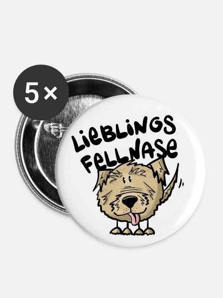 Hunde Fellnase - Buttons groß 56 mm (5er Pack) - Weiß