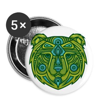 ours design tribal - Lot de 5 grands badges (56 mm) - blanc - Devant